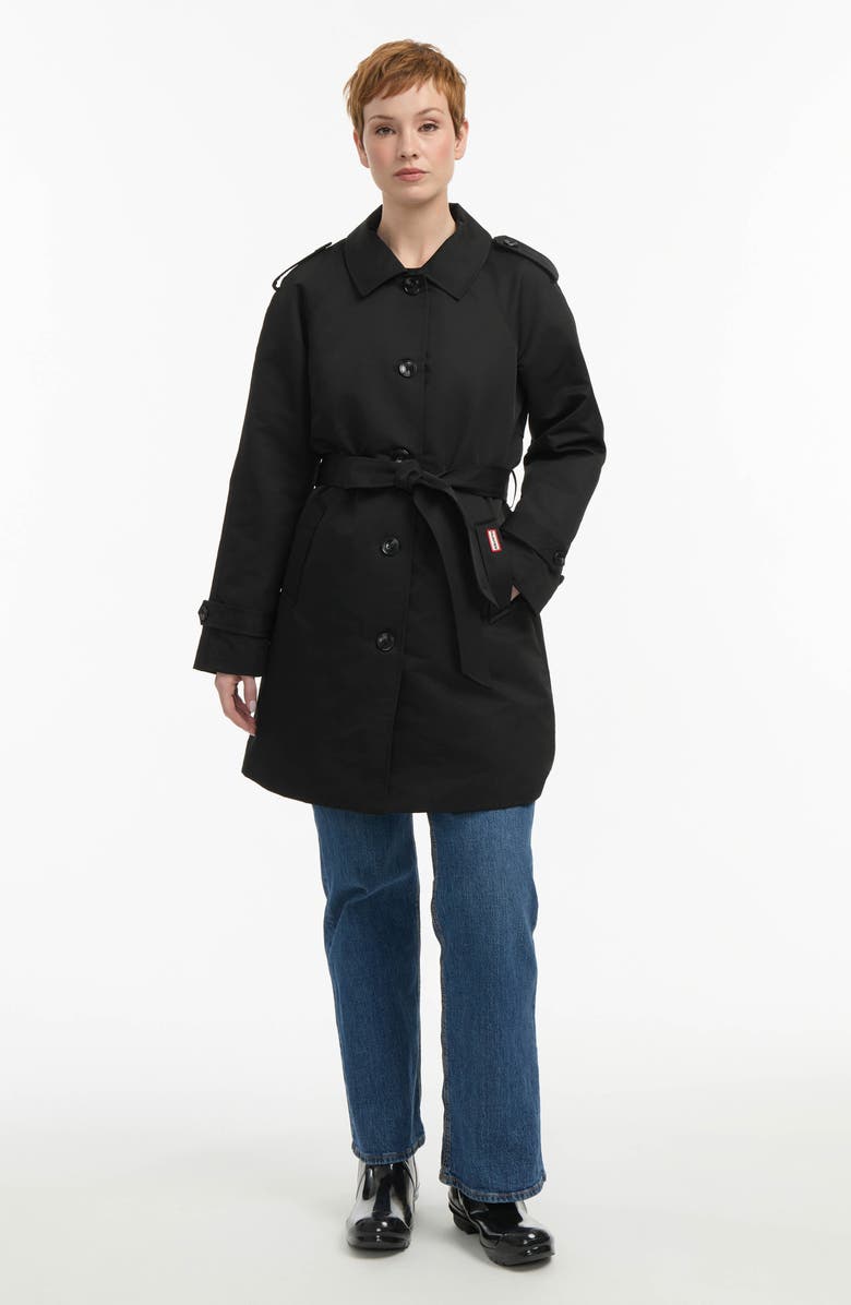 Hunter Stacy Water Resistant Gabardine Trench Coat, Alternate, color, Black