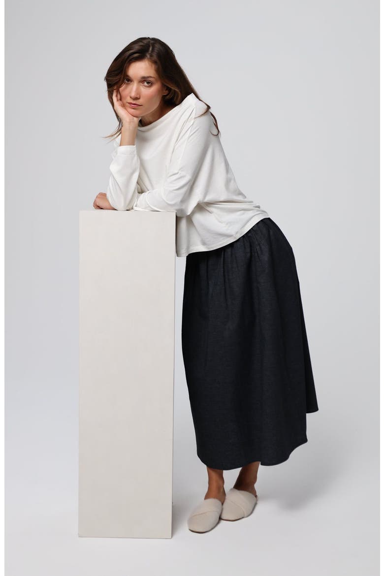 Hemp Blend Maxi Skirt, Alternate, color, washed black