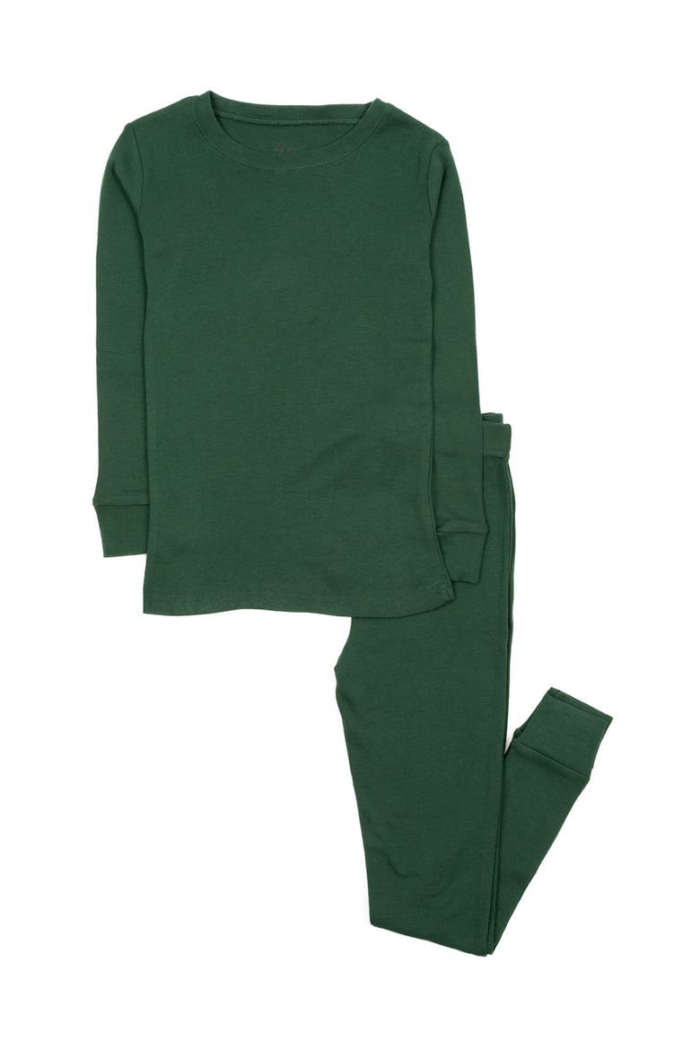Kids Two-Piece Solid Cotton Matching Family Pajamas, Main, color, UNIFORM GREEN