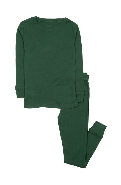 Kids Two-Piece Solid Cotton Matching Family Pajamas