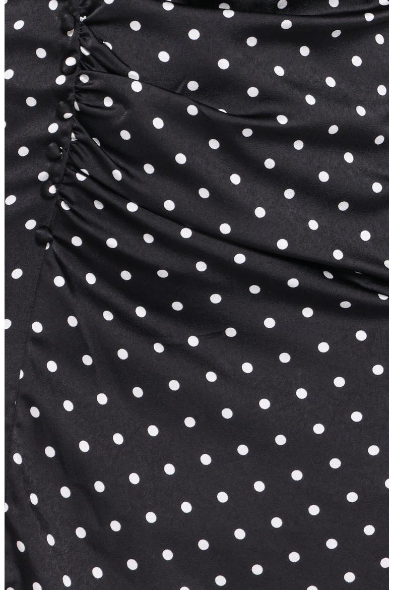 Lisbeth Polka Dot Cap Sleeve Satin Midi Dress, Alternate, color, BLACK POLKA DOT