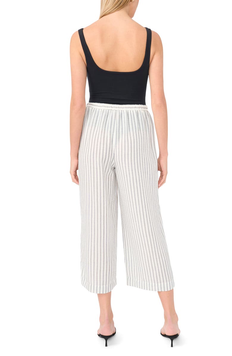 Vince Camuto Stripe Pull-On Ankle Wide Leg Pants, Alternate, color, Ultra White
