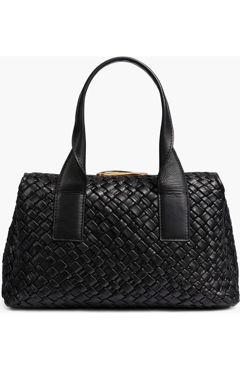 Donna Karan New York Amagansett Woven Leather Satchel, Alternate, color, Blk/Gold