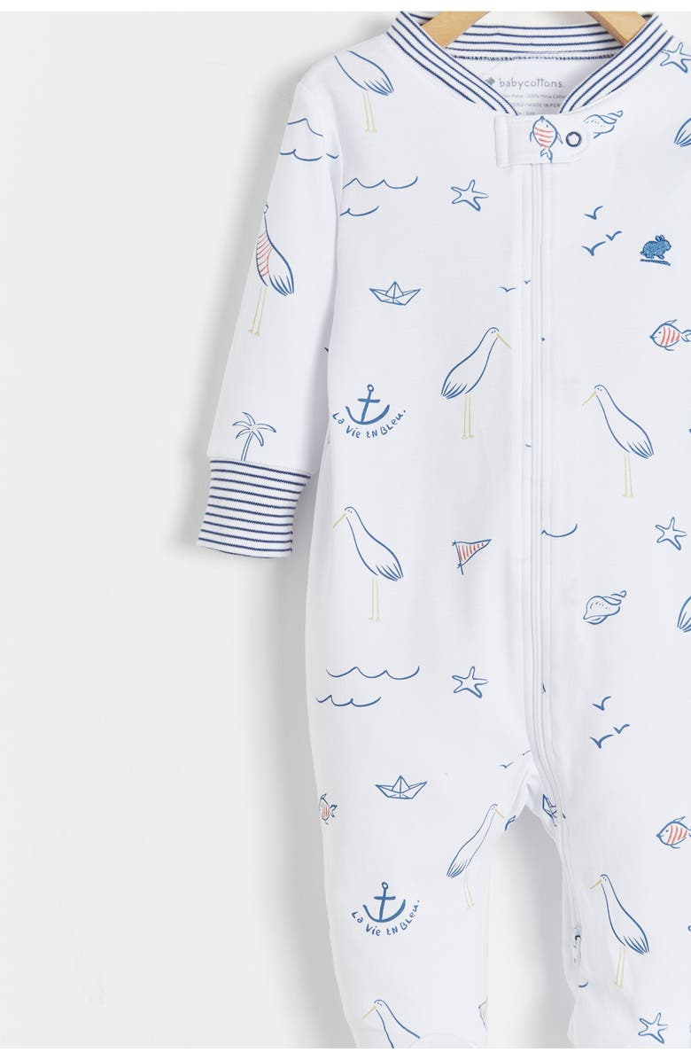 Babycottons Premium Peruvian Pima Cotton Sea Zip Footed Pajama for Infant, Alternate, color, Blue