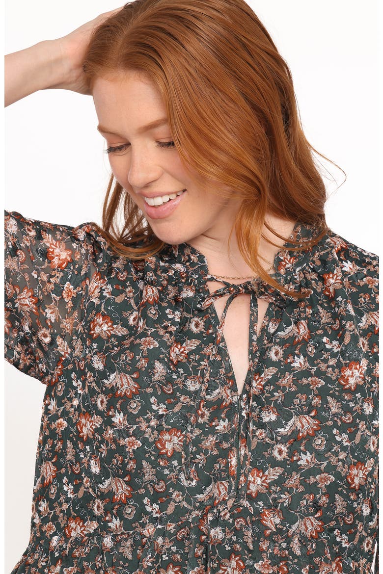 Jinny Floral Print Dress, Alternate, color, DARK GREEN/ MULTI