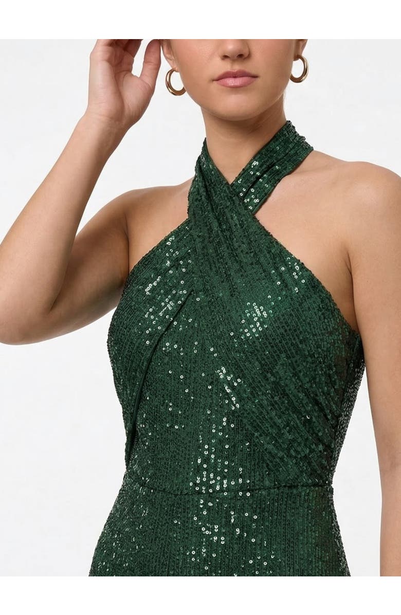 RACHEL Rachel Roy Goddess Sleeveless Sequin Jumpsuit, Alternate, color, Green Pasture