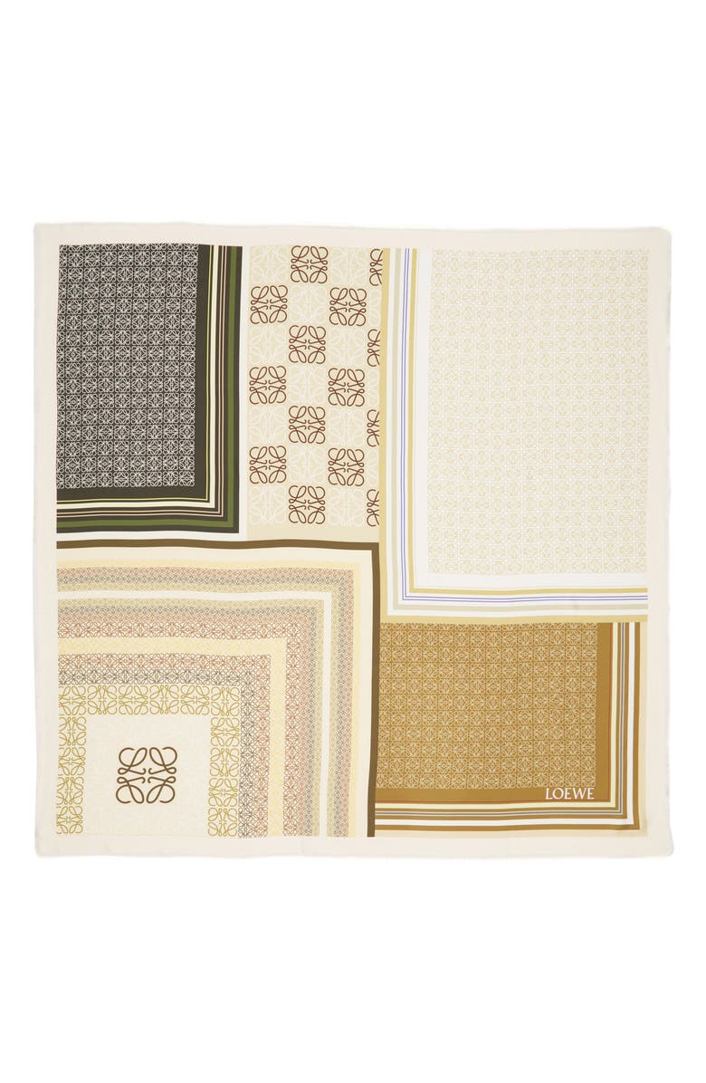 Loewe Patchwork Print Silk Square Scarf, Alternate, color,