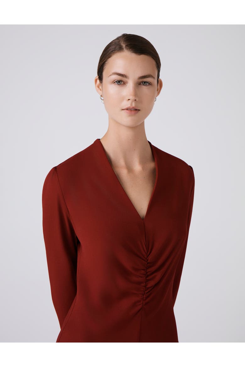 Cecelia Crepe V Neck Midi Dress, Alternate, color, Berry