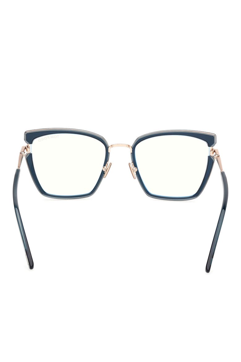 54mm Butterfly Blue Light Blocking Optical Glasses, Alternate, color, TEAL ROSE GOLD / T LOGO