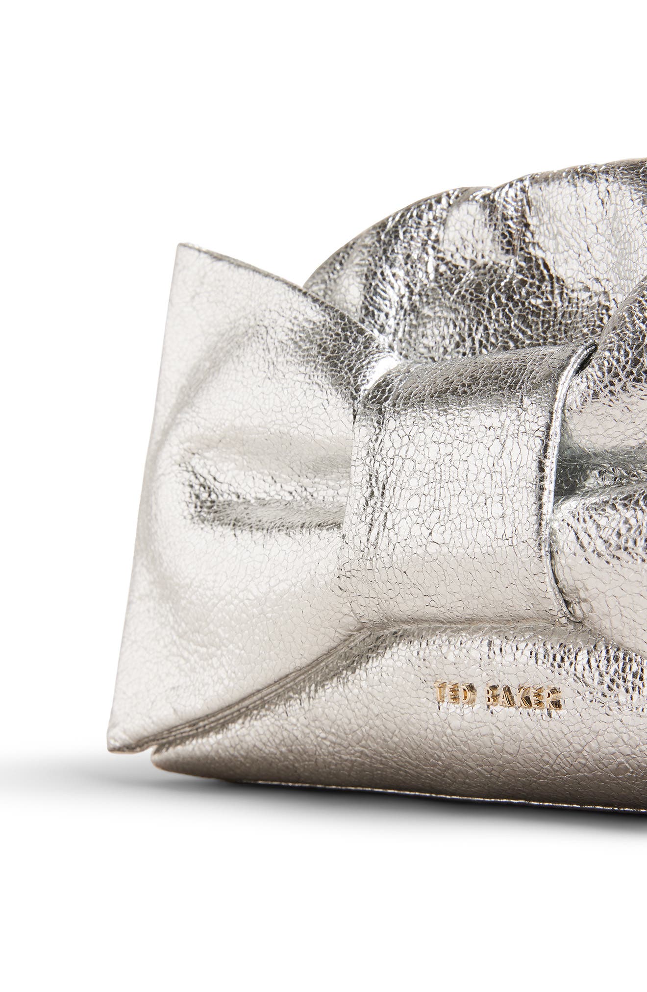 Ted Baker London Nisnia Bow Metallic Leather Clutch, Alternate, color, 