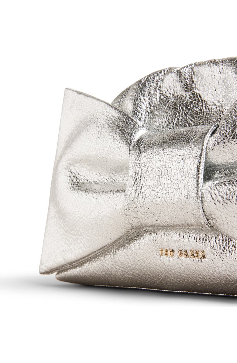 Ted Baker London Nisnia Bow Metallic Leather Clutch, Alternate, color,