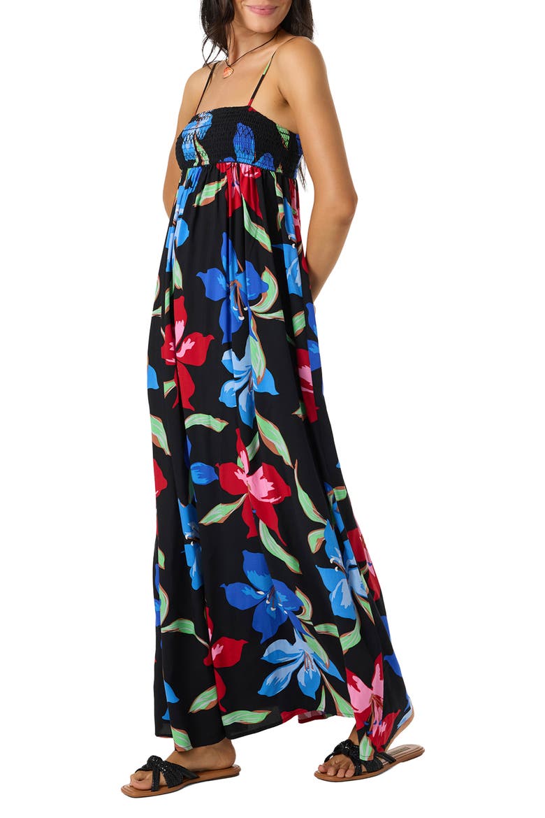 Nickie Floral Print Sleeveless Maxi Dress, Alternate, color, BLACK