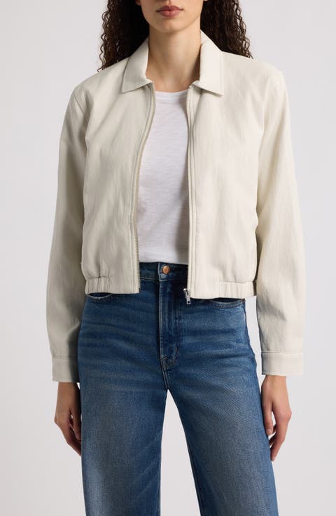 Faux Leather Crop Bomber Jacket