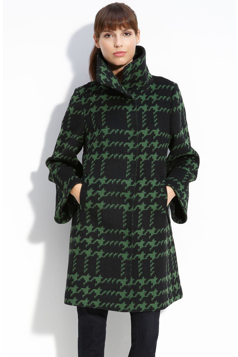 Houndstooth Check Coat, Main, color, NAVY/ GREEN