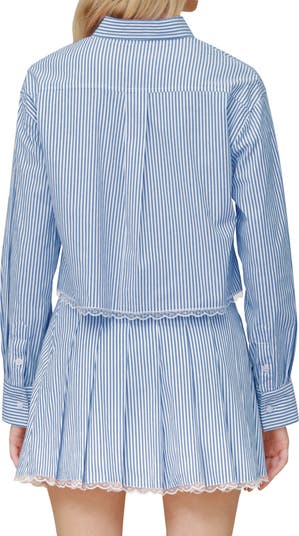 Lace Trim Crop Button-Down Shirt