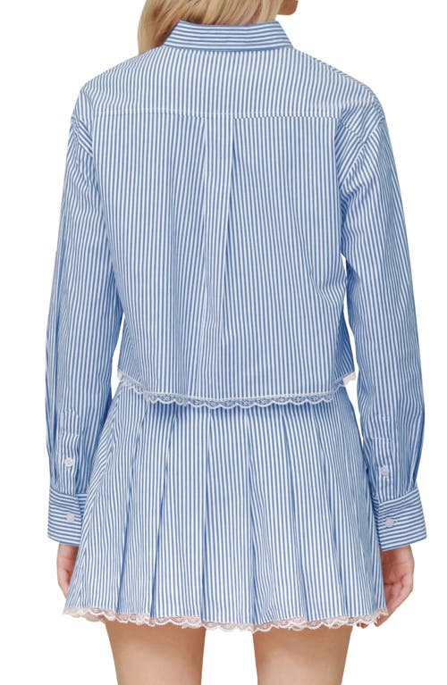 Avec Les Filles Lace Trim Crop Button-down Shirt