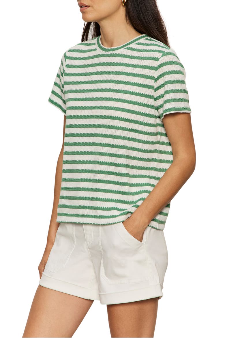 Perfect Texture Stripe Tee, Alternate, color, GREEN JUICE/ WHITE