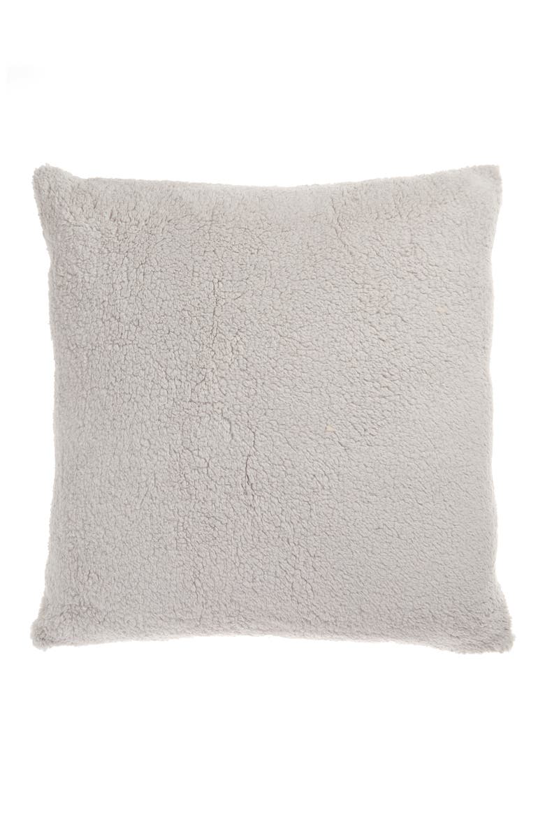 Pintuck Faux Fur Accent Pillow, Alternate, color, GREY VAPOR