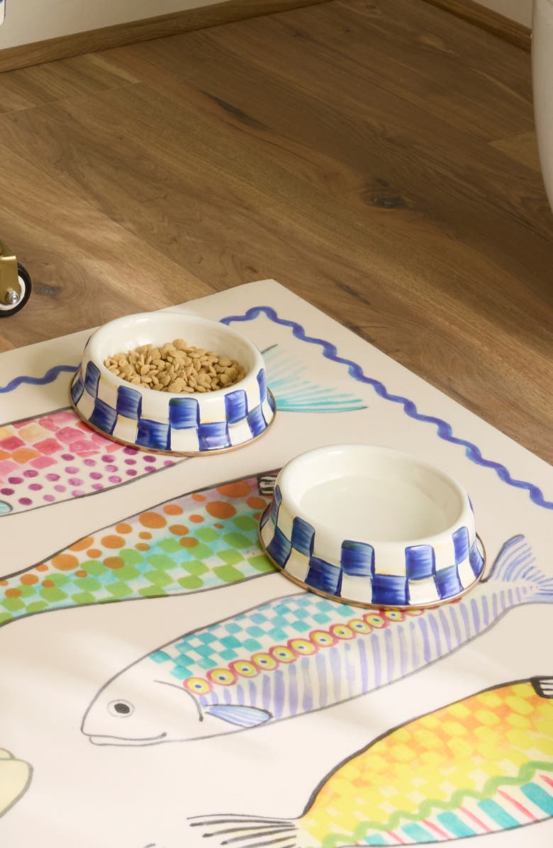 MACKENZIE CHILDS Royal Check Cat Dish, Alternate, color, Royal