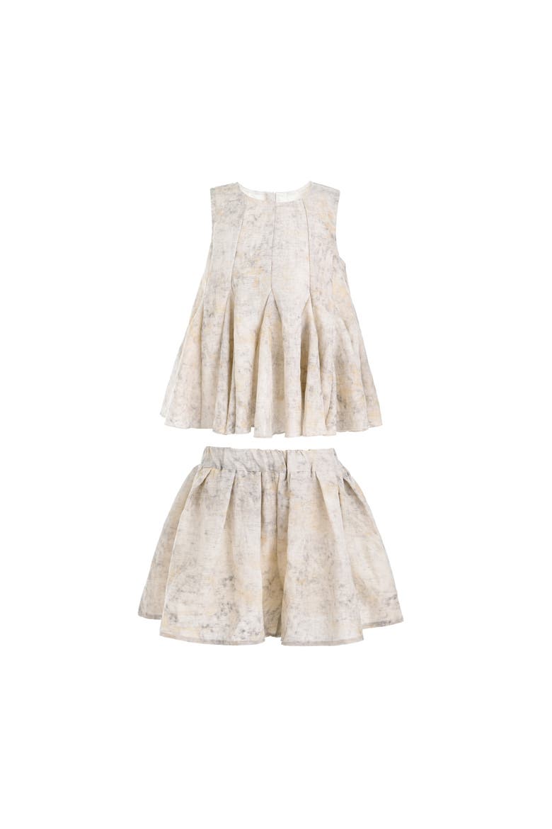Marble Pleated Two-Piece Set, Main, color, Ivory