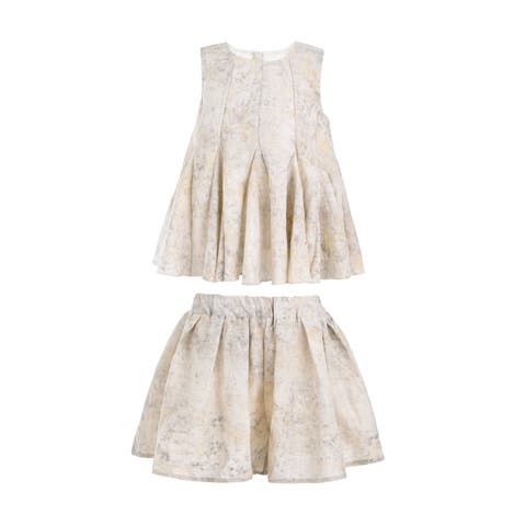 Marble Pleated Two-Piece Set