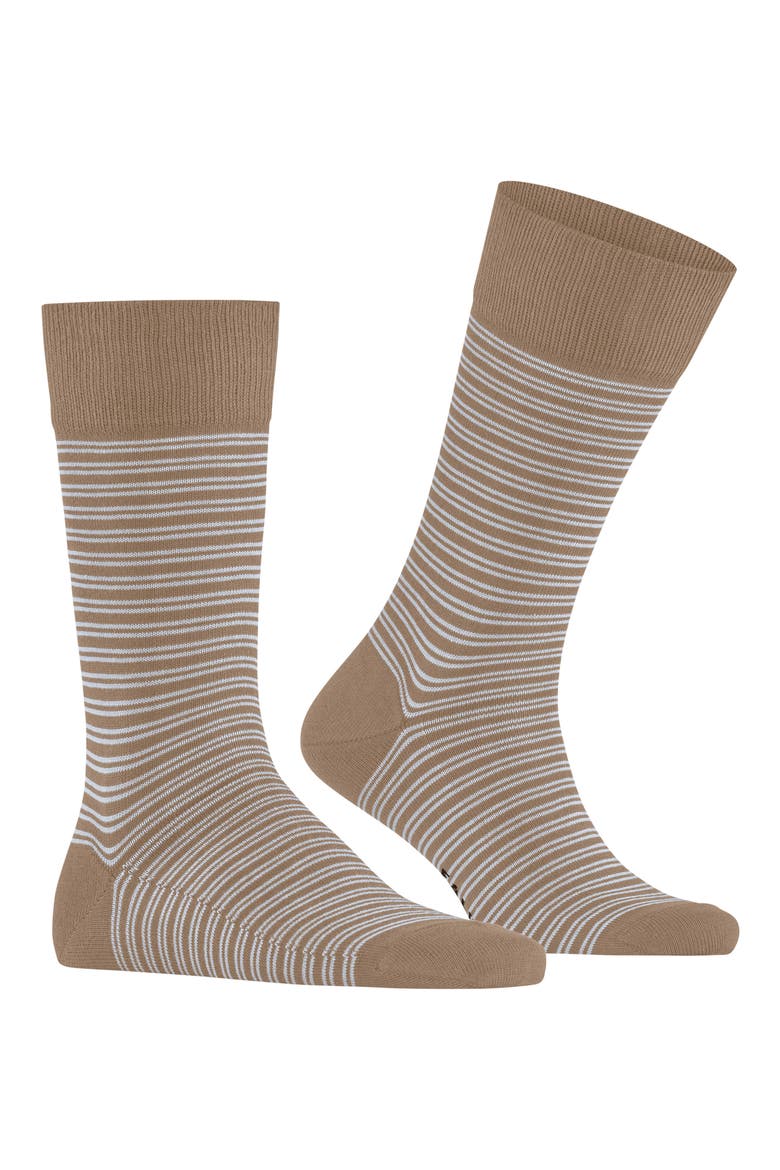 Family Stripe Cotton Blend Dress Socks, Alternate, color, CAMEL