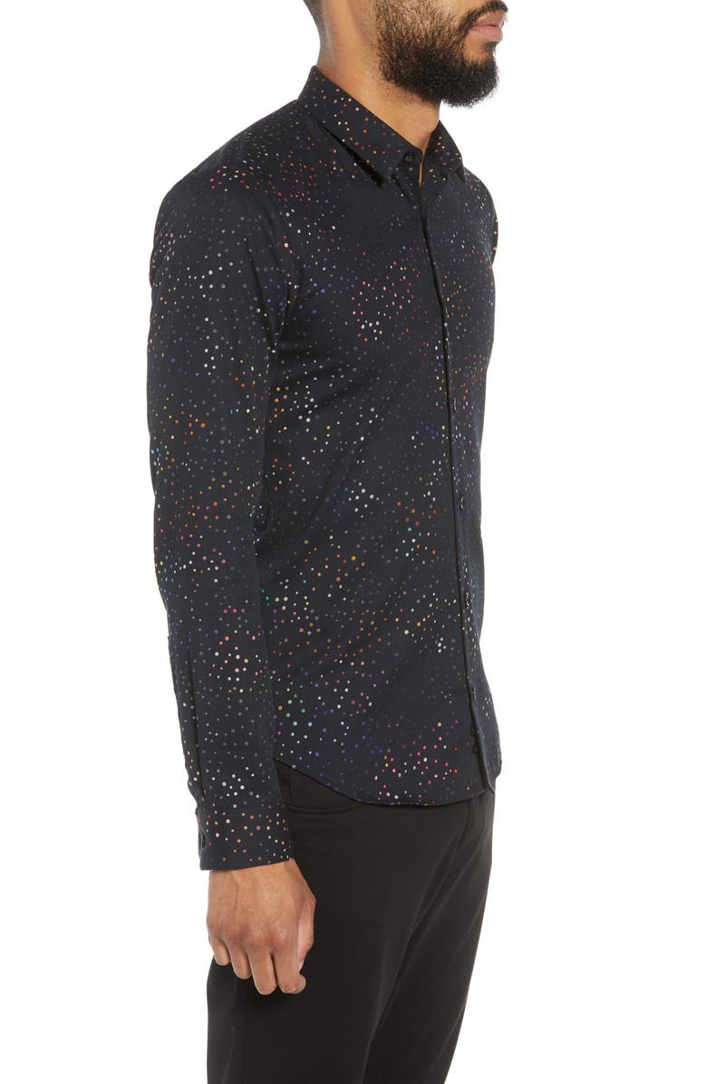 Jared Lang Dot Herringbone Sport Shirt, Alternate, color, 