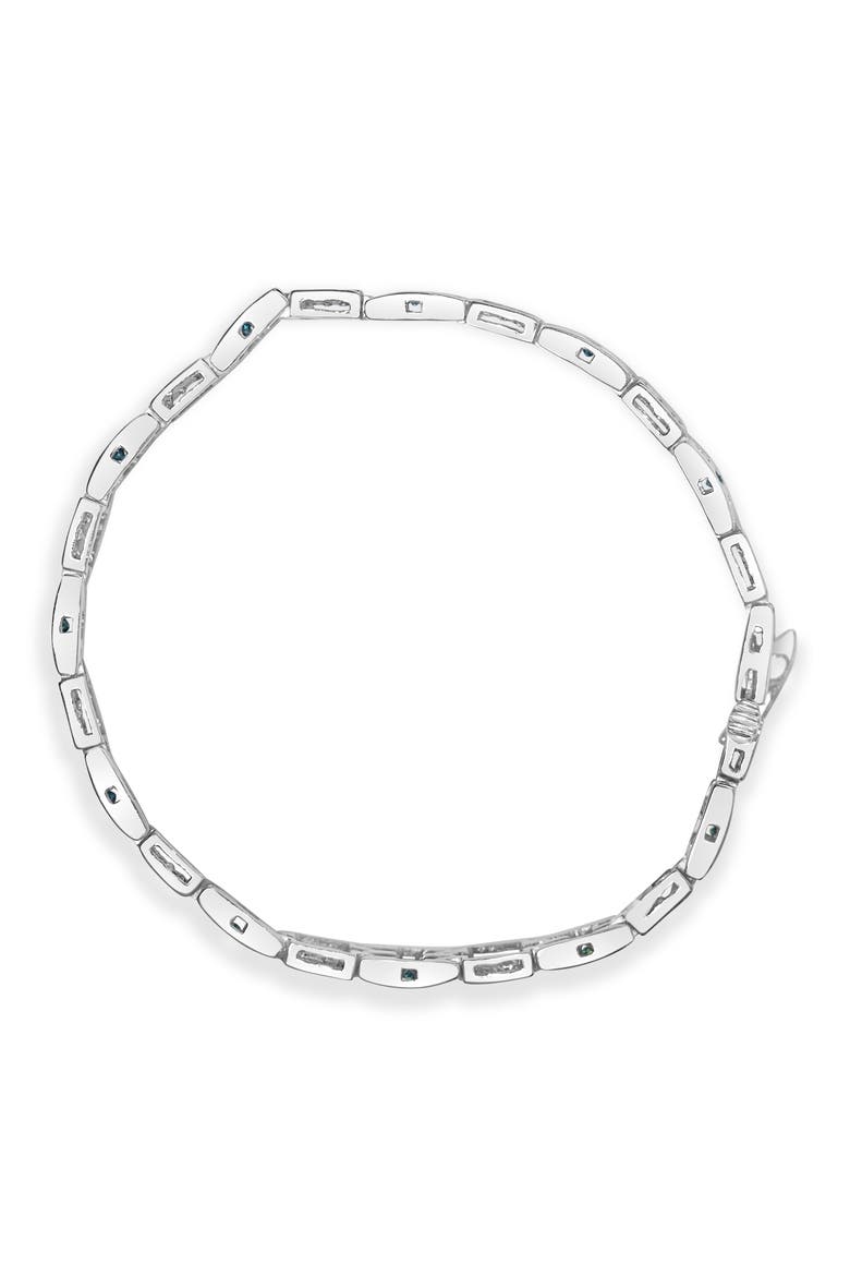14K White Gold Princess 3.00 cttw Blue Diamond Link Bracelet, Alternate, color, White