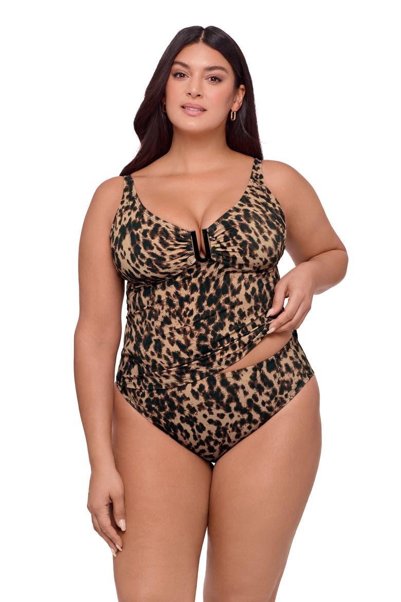 Supportive and Sculpting U-Wire Adjustable Tankini Swimsuit Top, Alternate, color, Dolce Leopard