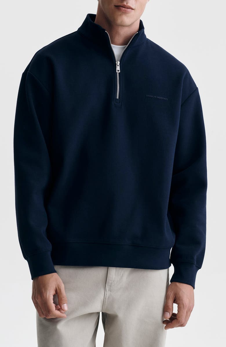 Brooklyn Industries Half Zip Sweatshirt, Main, color, Black Iris