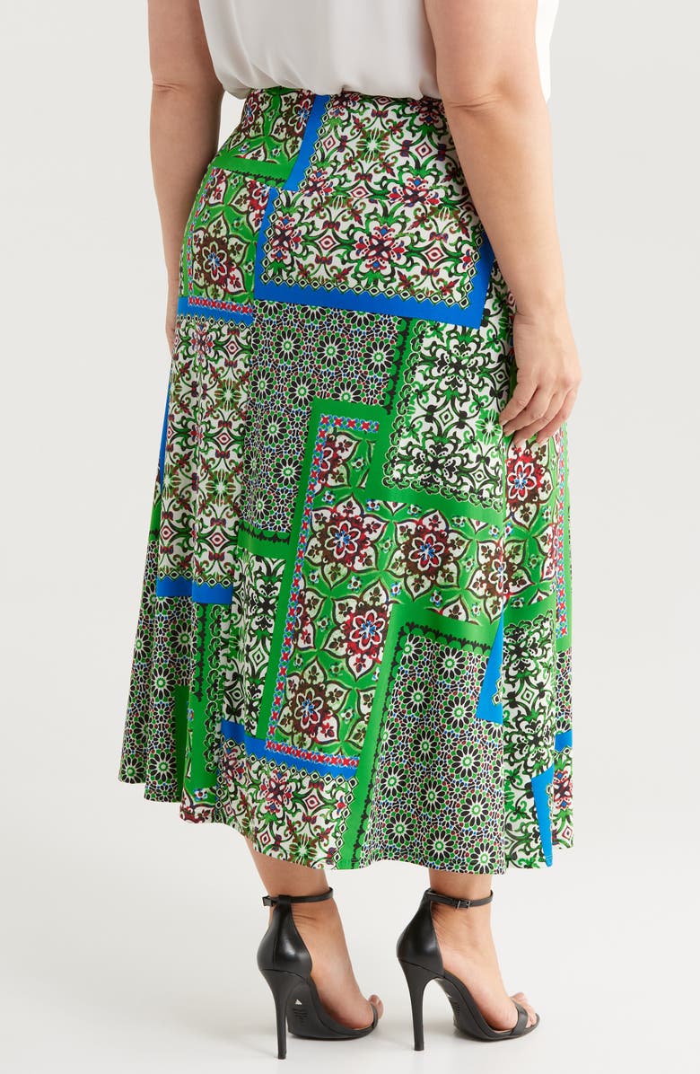 24seven Comfort Apparel Scarf Print Jersey Maxi Skirt, Alternate, color, 