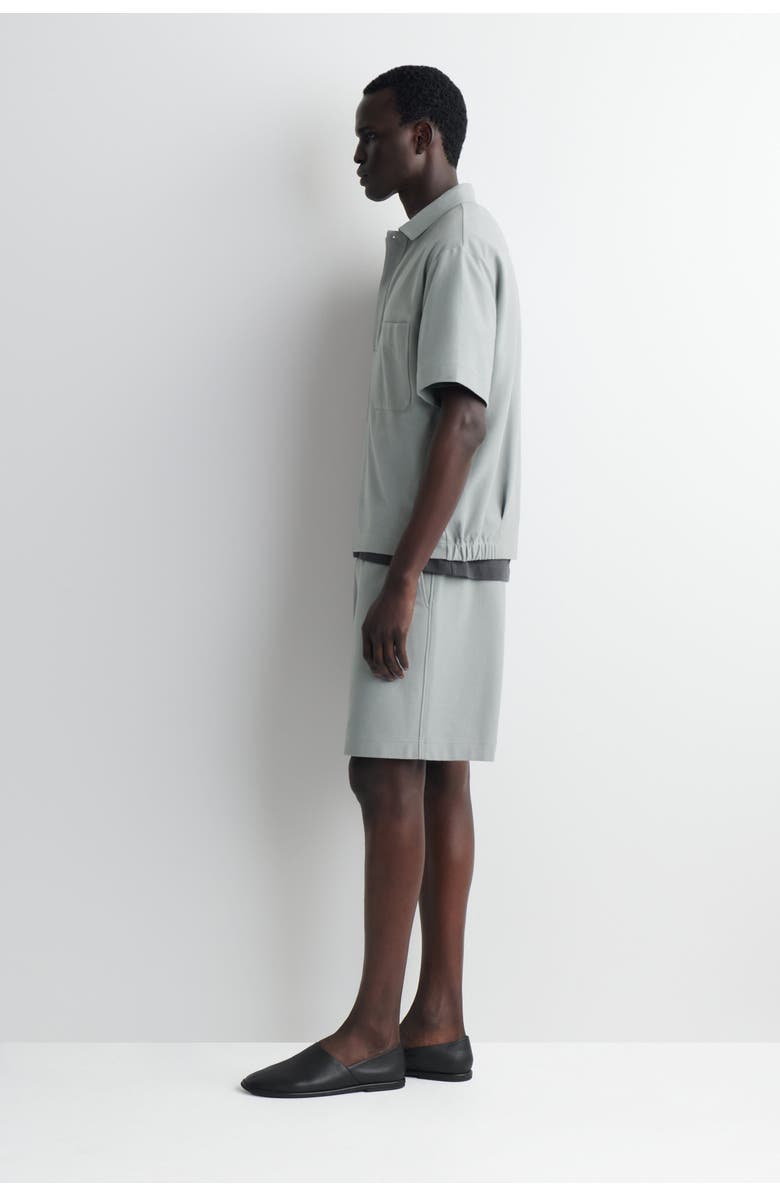 COS Elasticated Cotton-piqué Shorts, Alternate, color, Gray