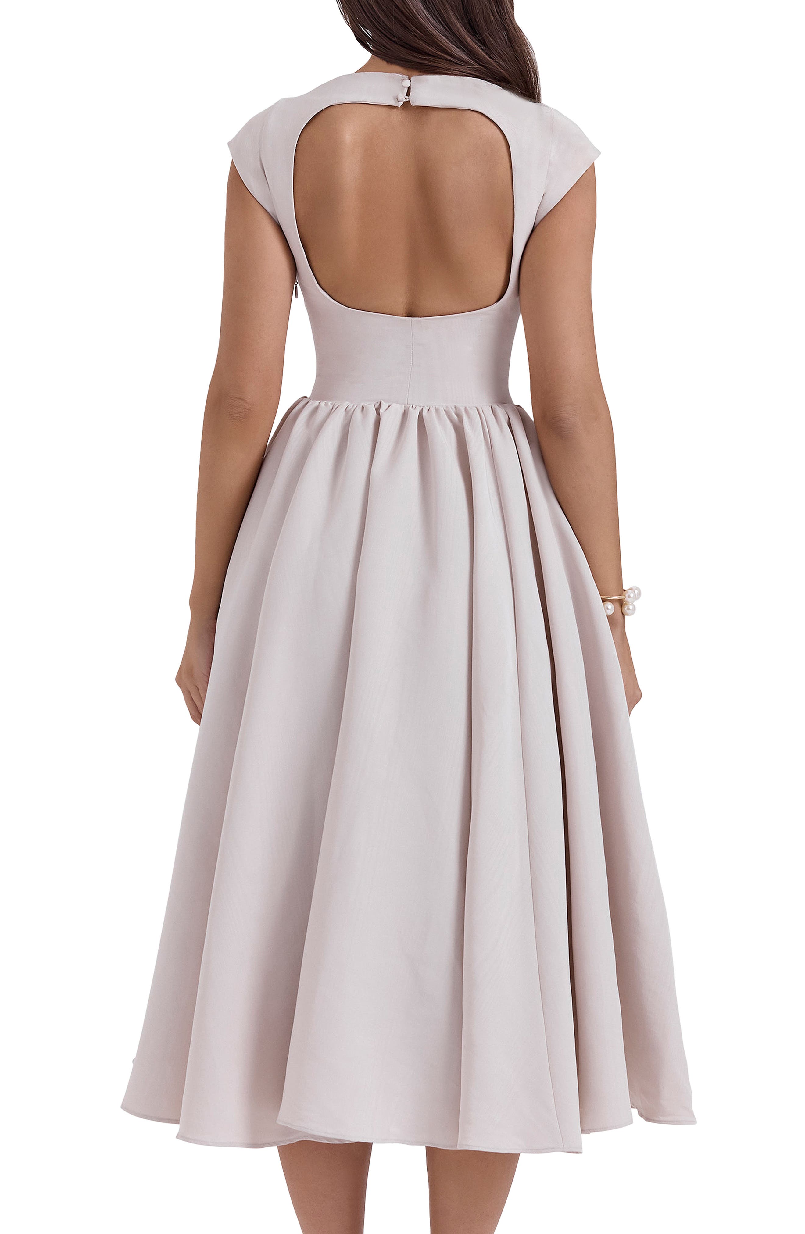 Debutante Open Back Satin Midi Dress (Women) | Nordstrom