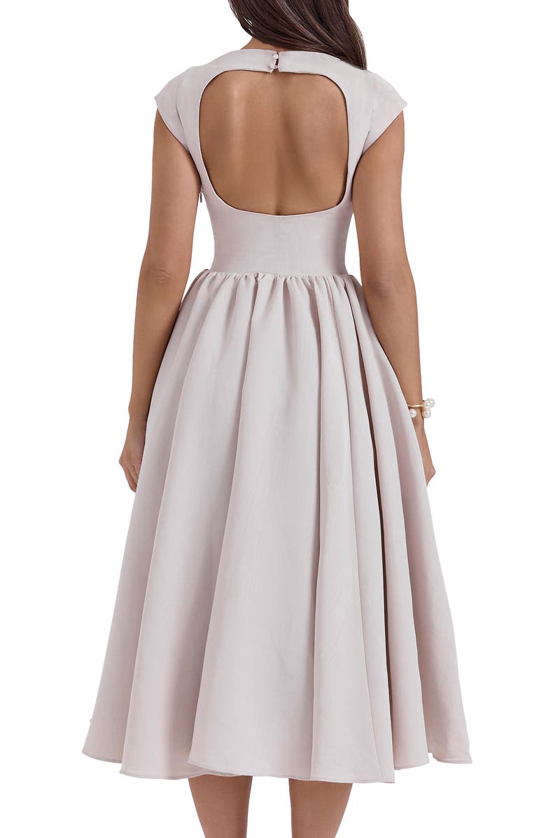 Debutante Open Back Satin Midi Dress