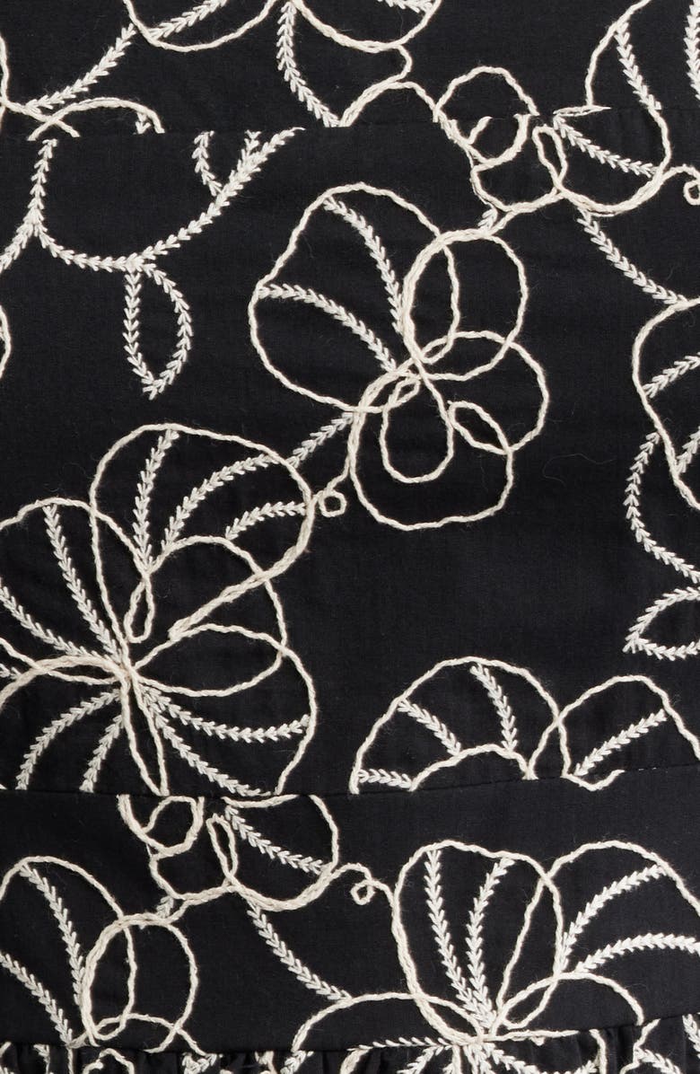 Sam Edelman Floral Embroidered Cotton Midi Dress, Alternate, color, Black/ White