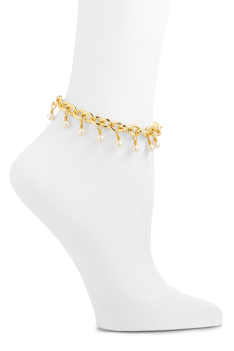 Pearlette Anklet, Main, color, GOLD
