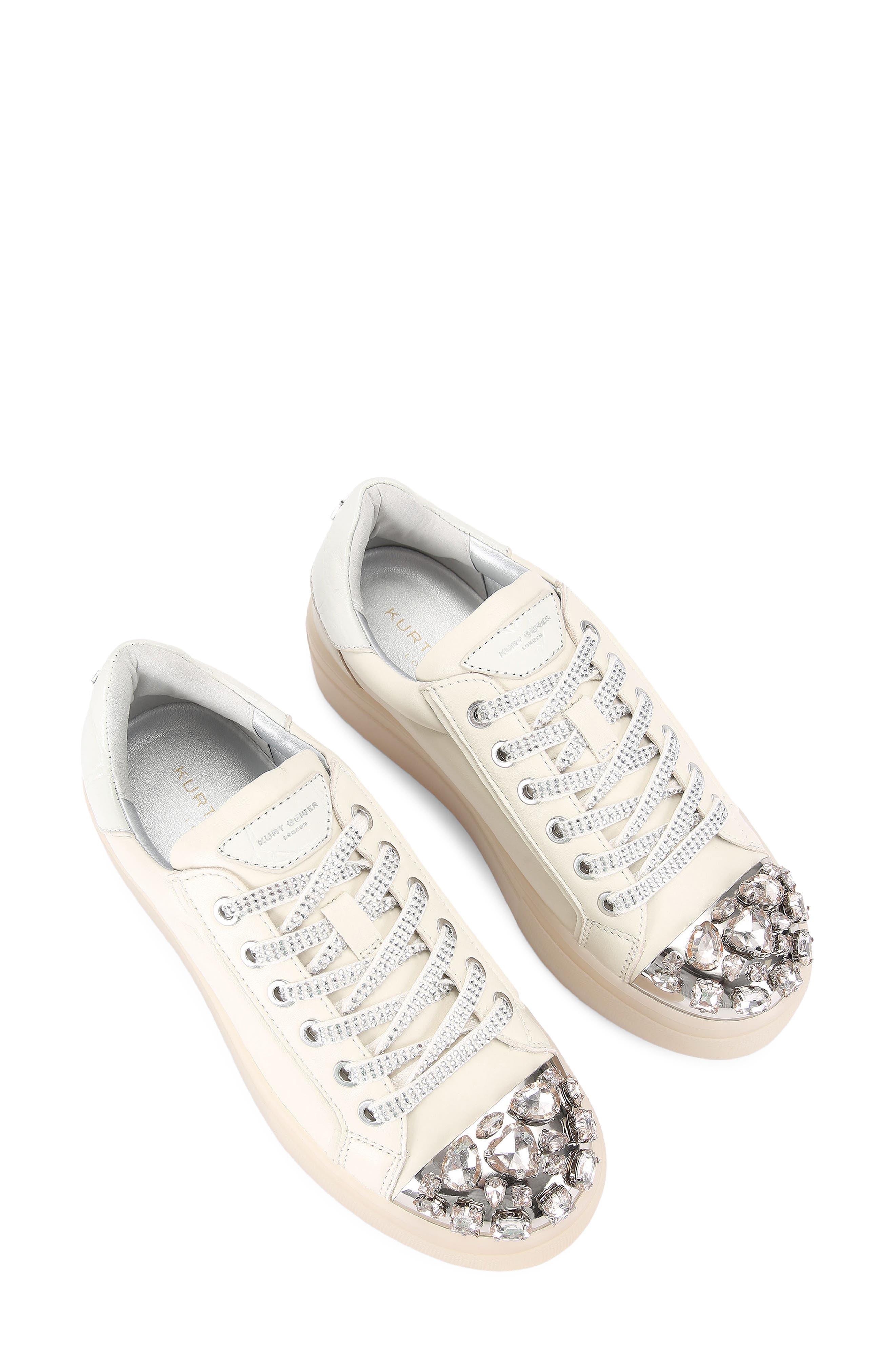 Kurt Geiger London Crystal Cap Toe Platform Sneaker, Alternate, color, Open White