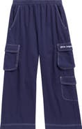 Palm Angels Kids' Logo Flannel Loose Cargo Pants