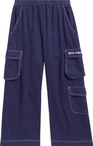 Palm Angels Kids' Logo Flannel Loose Cargo Pants