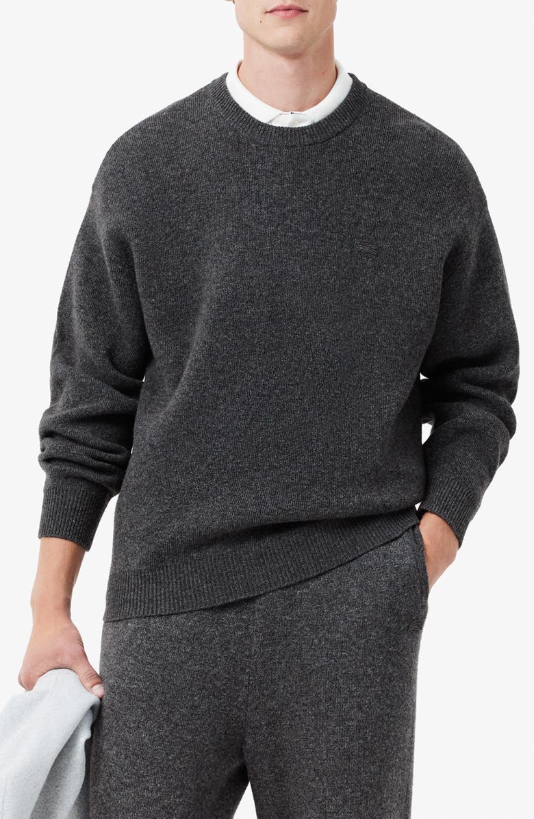 Lacoste Relaxed Fit Double Face Cotton & Wool Blend Sweater, Main, color, Agathe Chine/ Viennese