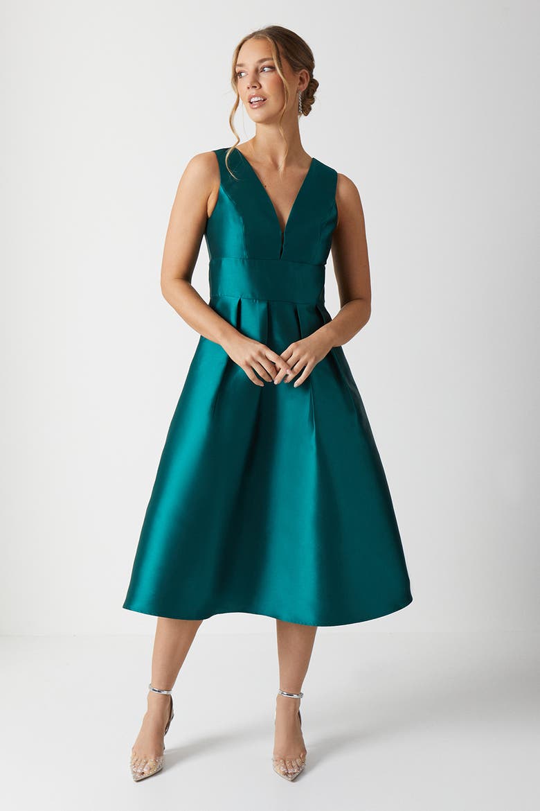 Twill Midi Bridesmaid Dress, Main, color, Emerald