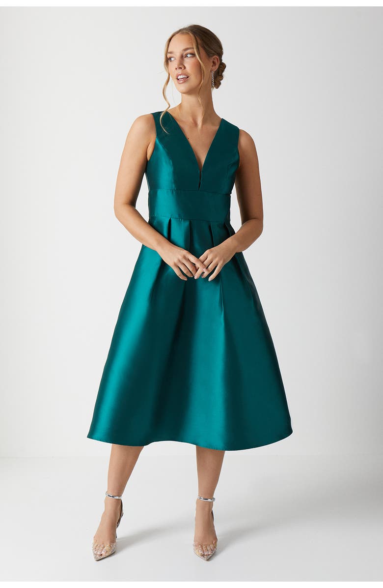 Coast Twill Midi Bridesmaid Dress, Main, color, Emerald