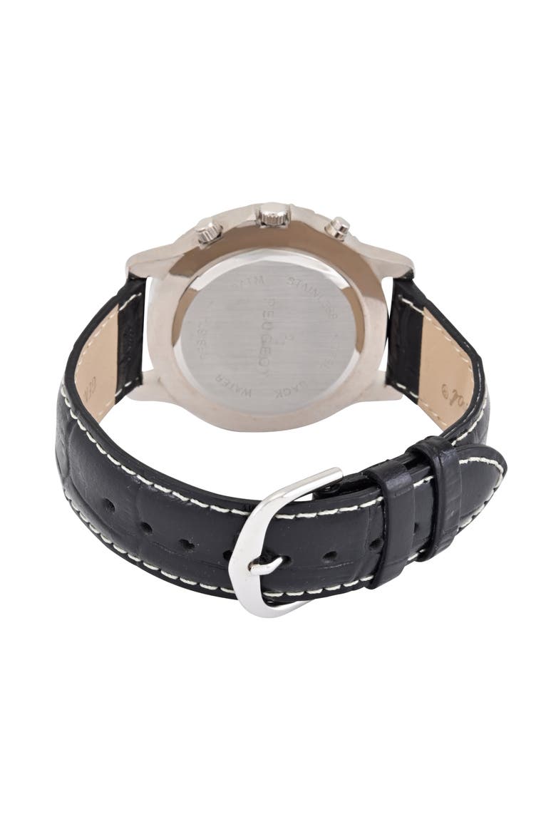 Round Multi-Function Moon Phase Leather Watch - 40MM, Alternate, color, White