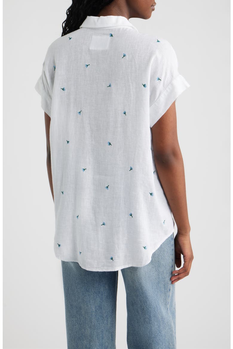 Cito Floral Embroidered Linen Blend Button-Up Shirt, Alternate, color, BLUEBELL CARNATIONS
