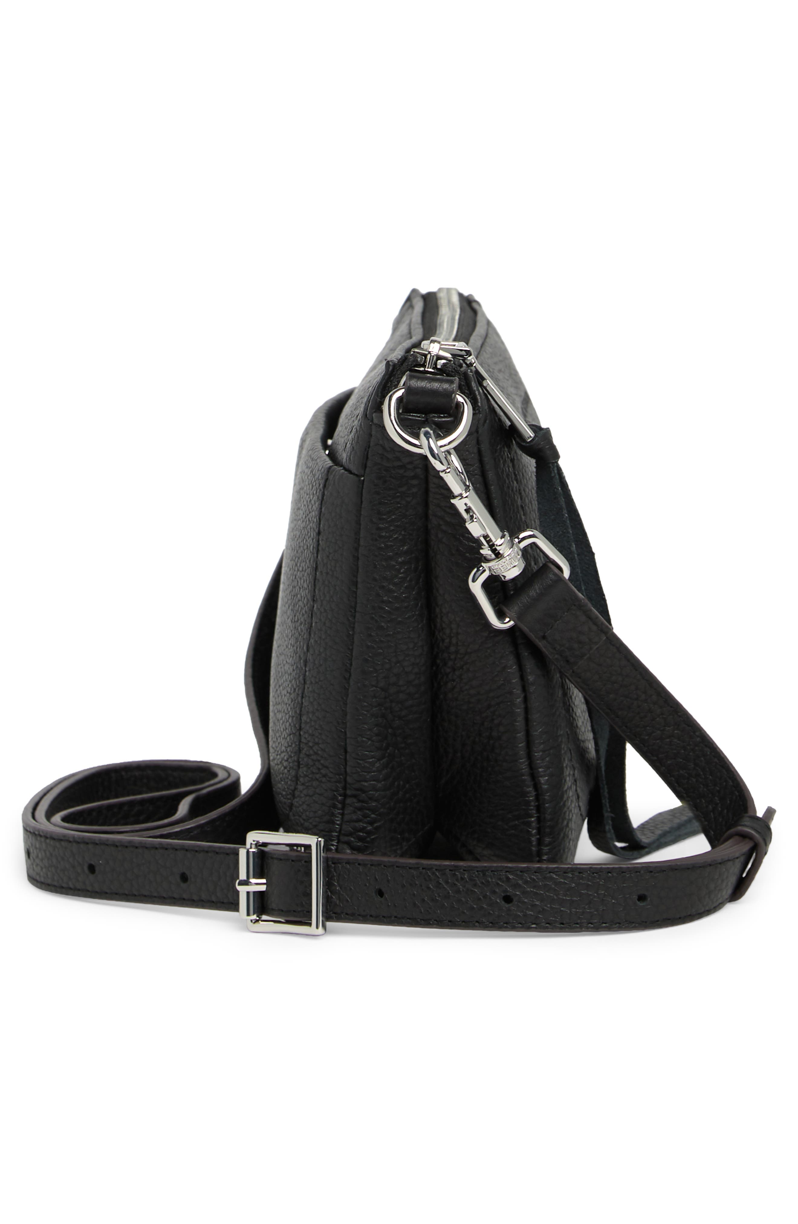 AIMEE Madrid Leather Crossbody Bag, Alternate, color, Black With Silver