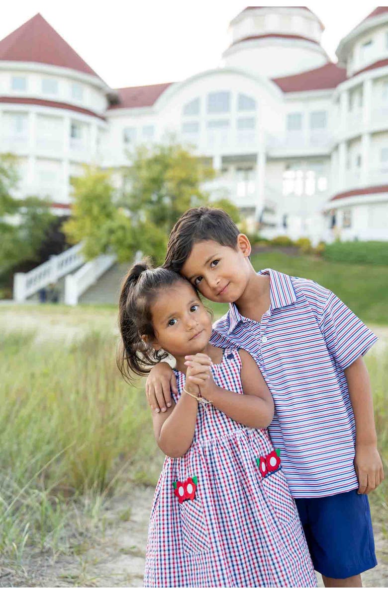 Florence Eiseman Stripe Print Performance Knit Polo, Alternate, color, Blue/White/Red