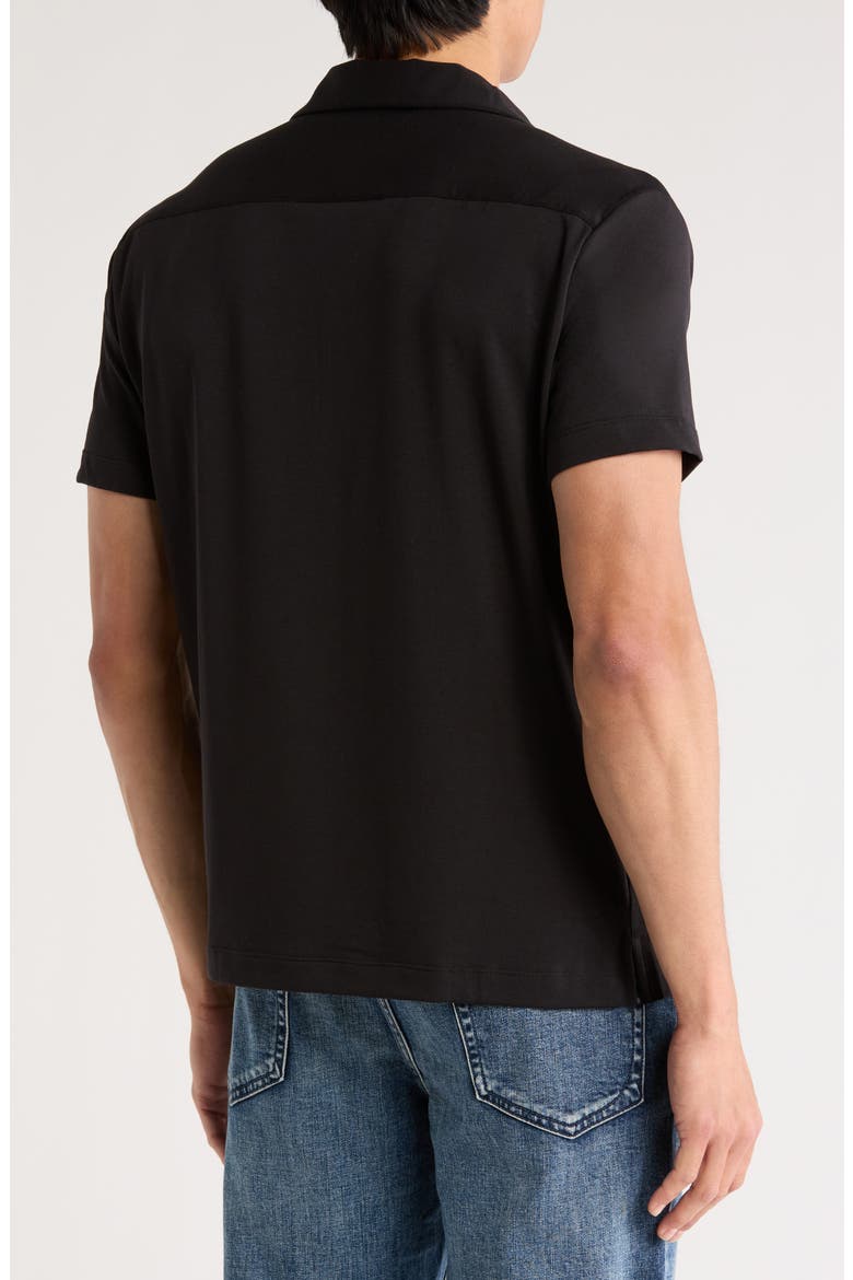 Solid Black Knit Camp Shirt, Alternate, color, BLACK