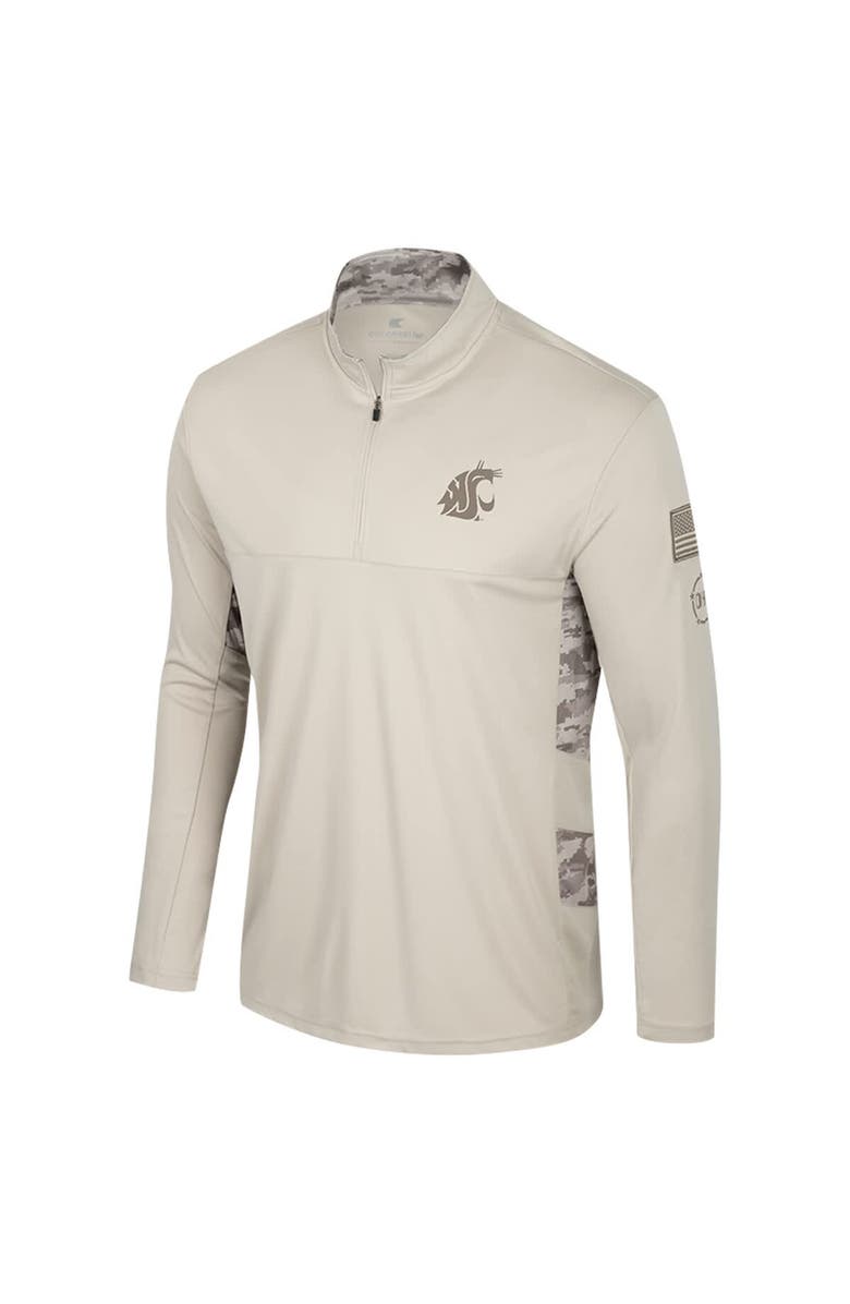 COLOSSEUM Men's Colosseum Natural Washington State Cougars OHT Military Appreciation Quarter-Zip Jacket, Alternate, color,