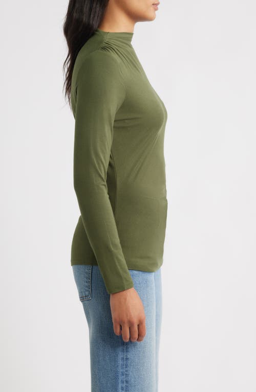 Liverpool Los Angeles Long Sleeve Ruched Knit Top In Green