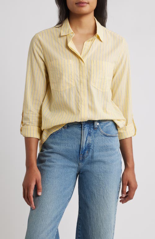Beachlunchlounge Stripe Cotton & Modal Button-up Shirt In Yellow